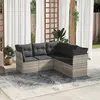Image de vidaXL Salon de jardin 5 pcs avec coussins gris clair résine tressée