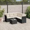 Image de vidaXL Salon de jardin 6 pcs avec coussins noir résine tressée