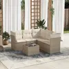 Image de vidaXL Salon de jardin avec coussins 6 pcs beige résine tressée