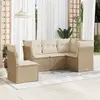 Image de vidaXL Salon de jardin avec coussins 5 pcs beige résine tressée
