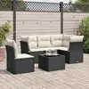 Image de vidaXL Salon de jardin 6 pcs avec coussins noir résine tressée