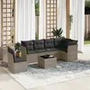 Image de vidaXL Salon de jardin avec coussins 7 pcs gris résine tressée