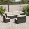 Image de vidaXL Salon de jardin 8 pcs avec coussins noir résine tressée
