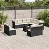 Image de vidaXL Salon de jardin 12 pcs avec coussins noir résine tressée