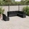 Image de vidaXL Salon de jardin 9 pcs avec coussins noir résine tressée