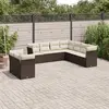 Image de vidaXL Salon de jardin avec coussins 9 pcs marron résine tressée