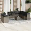 Image de vidaXL Salon de jardin avec coussins 10 pcs gris résine tressée
