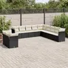 Image de vidaXL Salon de jardin 11 pcs avec coussins noir résine tressée