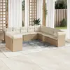 Image de vidaXL Salon de jardin 11 pcs avec coussins beige résine tressée