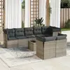Image de vidaXL Salon de jardin 9 pcs avec coussins gris résine tressée