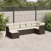 Image de vidaXL Salon de jardin avec coussins 7 pcs marron résine tressée