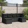 Image de vidaXL Salon de jardin 6 pcs avec coussins noir résine tressée