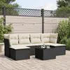 Image de vidaXL Salon de jardin 7 pcs avec coussins noir résine tressée