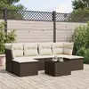 Image de vidaXL Salon de jardin avec coussins 7 pcs marron résine tressée