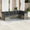 Image de vidaXL Salon de jardin 8 pcs avec coussins gris résine tressée
