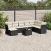 Image de vidaXL Salon de jardin 9 pcs avec coussins noir résine tressée
