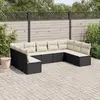 Image de vidaXL Salon de jardin 9 pcs avec coussins noir résine tressée