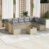 Image de vidaXL Salon de jardin avec coussins 10 pcs beige résine tressée
