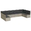 Image de vidaXL Salon de Jardin avec Coussins 10 pcs, Canapés avec Pieds Réglables, Ensemble de Meubles d'Extérieur Patio Terrasse, Moderne, Gris Clair Résine Tressée