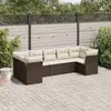 Image de vidaXL Salon de jardin avec coussins 7 pcs marron résine tressée
