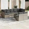 Image de vidaXL Salon de jardin avec coussins 10 pcs gris résine tressée