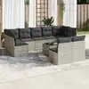 Image de vidaXL Salon de jardin avec coussins 10 pcs gris clair résine tressée
