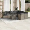 Image de vidaXL Salon de jardin avec coussins 10 pcs gris résine tressée