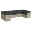 Image de vidaXL Salon de Jardin avec Coussins 10 pcs, Canapés avec Pieds Réglables, Ensemble de Meubles d'Extérieur Patio Terrasse, Moderne, Gris Clair Résine Tressée