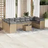 Image de vidaXL Salon de jardin 11 pcs avec coussins beige résine tressée