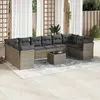 Image de vidaXL Salon de jardin 11 pcs avec coussins gris résine tressée