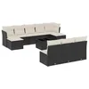 Image de vidaXL Salon de Jardin avec Coussins 11 pcs, Canapés de Terrasse, Ensemble de Meubles de Patio, Mobilier d'Extérieur, Noir Résine Tressée