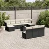 Image de vidaXL Salon de jardin 11 pcs avec coussins noir résine tressée