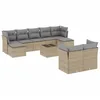Image de vidaXL Salon de Jardin avec Coussins 10 pcs, Canapés avec Pieds Réglables, Ensemble de Meubles d'Extérieur Patio Terrasse, Moderne, Beige Résine Tressée