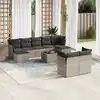 Image de vidaXL Salon de jardin avec coussins 10 pcs gris résine tressée