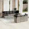 Image de vidaXL Salon de jardin avec coussins 10 pcs gris clair résine tressée