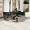Image de vidaXL Salon de jardin avec coussins 12 pcs gris résine tressée