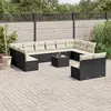 Image de vidaXL Salon de jardin avec coussins 13 pcs noir résine tressée