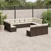 Image de vidaXL Salon de jardin avec coussins 13 pcs marron résine tressée