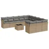 Image de vidaXL Salon de Jardin avec Coussins 12 pcs, Canapés avec Pieds Réglables, Ensemble de Meubles d'Extérieur Patio Terrasse, Moderne, Beige Résine Tressée