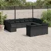 Image de vidaXL Salon de jardin avec coussins 13 pcs noir résine tressée