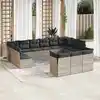 Image de vidaXL Salon de jardin avec coussins 13 pcs gris clair résine tressée