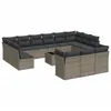 Image de vidaXL Salon de Jardin avec Coussins 14 pcs, Canapés avec Pieds Réglables, Ensemble de Meubles d'Extérieur Patio Terrasse, Moderne, Gris Résine Tressée