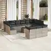 Image de vidaXL Salon de jardin avec coussins 14 pcs gris clair résine tressée