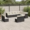 Image de vidaXL Salon de jardin 12 pcs avec coussins noir résine tressée
