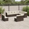 Image de vidaXL Salon de jardin avec coussins 12 pcs marron résine tressée
