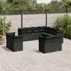 Image de vidaXL Salon de jardin 11 pcs avec coussins noir résine tressée