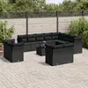 Image de vidaXL Salon de jardin avec coussins 13 pcs noir résine tressée