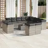 Image de vidaXL Salon de jardin avec coussins 14 pcs gris résine tressée