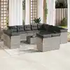 Image de vidaXL Salon de jardin avec coussins 14 pcs gris clair résine tressée