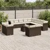 Image de vidaXL Salon de jardin avec coussins 14 pcs marron résine tressée